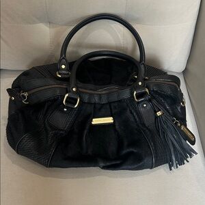 Cynthia Rowley Black leather tote with Gold Accents